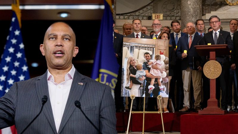 House Minority Leader Hakeem Jeffries, D-N.Y., shared just a brief four-word response when a reporter asked him on Tuesday why he missed a congressional vigil for Charlie Kirk.
‘I had a meeting,’ Jeffries said when the matter was broached during his afternoon press conference.
House Speaker Mike Johnson, R-La., announced on Monday that Congress would hold a vigil later that evening to honor the conservative activist.
Kirk was assassinated last week when a gunman opened fire on him during a college campus speaking event in Utah.
Fox News Digital witnessed just a handful of House Democrats at the vigil, side by side with dozens of Republican lawmakers.
When asked why more Democrats did not attend, Jeffries said Tuesday, ‘I don’t know.’
‘I guess you’d have to talk to the individual Democrats as to what else was going on and why they were present or why they weren’t present,’ he said.
The vigil was held in the U.S. Capitol’s Statuary Hall in the 6 p.m. hour on Monday evening.
Democratic lawmakers who attended include Reps. Tom Suozzi, D-N.Y., Marie Gluesenkamp Perez, D-Wash., John Larson, D-Conn., Jimmy Panetta, D-Calif., Debbie Dingell, D-Mich., Chris Pappas, D-N.H., and Don Davis, D-N.C.
Notably absent were the top four House Democrats in senior leadership, including Jeffries.
Johnson, however, downplayed the lack of Democratic attendance in comments to reporters on Monday.
‘I honestly did not even see the composition of the group,’ he said when asked if he was disappointed in the number of Democrats who showed up.
‘I’m glad it was bipartisan, and I wish more had participated, and I’m not sure why they didn’t. So I don’t know what else we can do other than offer an all-member bipartisan vigil. And we’ve done that routinely for other things.’
<i>Fox News’ Kelly Phares and Fox News Radio’s Ryan Schmelz contributed to this report.</i>
This post appeared first on FOX NEWS Hakeem Jeffries’ 4-word answer to why he skipped Charlie Kirk vigil