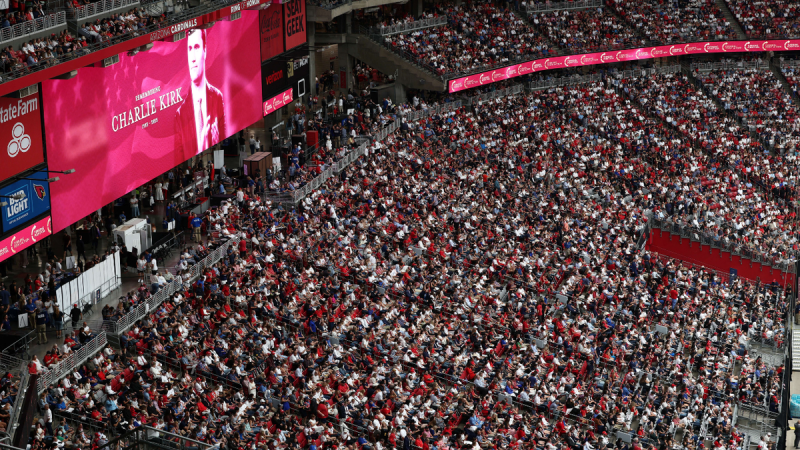 Thousands gathered Sunday to pay tribute to Turning Point USA (TPUSA) founder Charlie Kirk, whose memorial service drew one of the largest public turnouts for a private citizen. 
The organization told Fox News Digital that approximately 90,000 people attended the service, with roughly 70,000 bringing the State Farm Stadium in Glendale, Arizona, to capacity. 
Another 10,000 people gathered at the nearby Desert Diamond Arena, a designated overflow venue, according to estimates provided by TPUSA. Additionally, another 10,000 people watched Kirk’s memorial service from nearby viewing areas.
Taken together, the turnout underscored the event’s extraordinary scale.
Earlier estimates provided by law enforcement officials placed the attendance number around 200,000.
Headlined by political heavyweights, conservative media figures and religious leaders, the memorial service ranks as one of the largest public gatherings ever organized for a private citizen. 
The service for Kirk was broadcast across every major U.S. television network, according to White House Communications Director Steven Cheung. 
And while memorials take many forms, from intimate ceremonies to massive public gatherings, Kirk’s service highlighted the unique intersection of politics, media and faith that defined his public life.
Similar outpourings have marked the deaths of cultural icons before. Elvis Presley’s death in 1977, for instance, drew an estimated 80,000 people to the streets of Memphis for his funeral procession, though only a few hundred were admitted inside. 
In June 2016, approximately 14,000 people attended a service for legendary heavyweight boxing champion Muhammad Ali in Louisville, Kentucky. Additionally, thousands more watched virtually via live streams. 
In 1968, two massive services were held for Civil Rights leader Martin Luther King Jr. in Atlanta, one at Ebenezer Baptist Church and then another at Morehouse College. And an estimated 150,000 people gathered to watch King’s funeral procession travel between the two locations, with more inside each venue. 
Kirk was assassinated Sept. 10 during an outdoor event at Utah Valley University. The gathering was the first stop on TPUSA’s planned American Comeback Tour. 
The charismatic Kirk, known for his signature debates on college campuses, was in the middle of taking open-mic questions from a crowd of thousands before a single shot ended his life.
<i>Fox News Digital’s Emma Colton contributed to this report.</i>
This post appeared first on FOX NEWS Charlie Kirk honored by 90K in one of the largest memorials for a private citizen